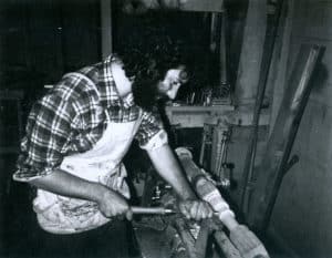 Megas-making-a-table-leg-on-the-lathe-San-Francisco-1975